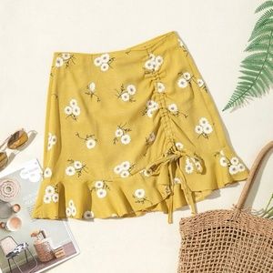 SHEIN Yellow Floral Skirt